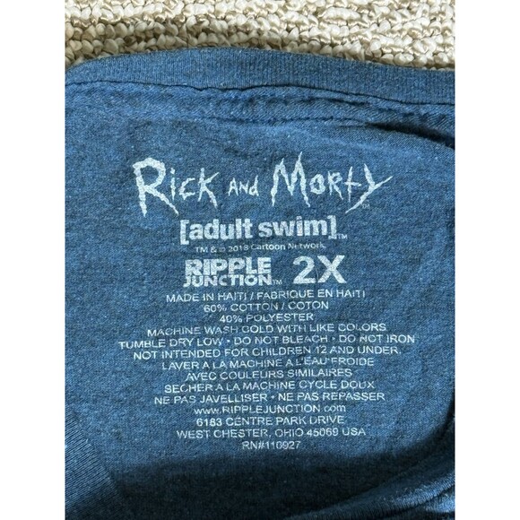 Rick And Morty T-Shirt Men’s 2XL Get Schwifty Blue Cotton Poly Blend Adultswim - Picture 3 of 6